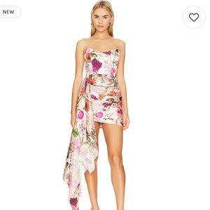 Katie  May, strapless floral, print dress, size small, size 2